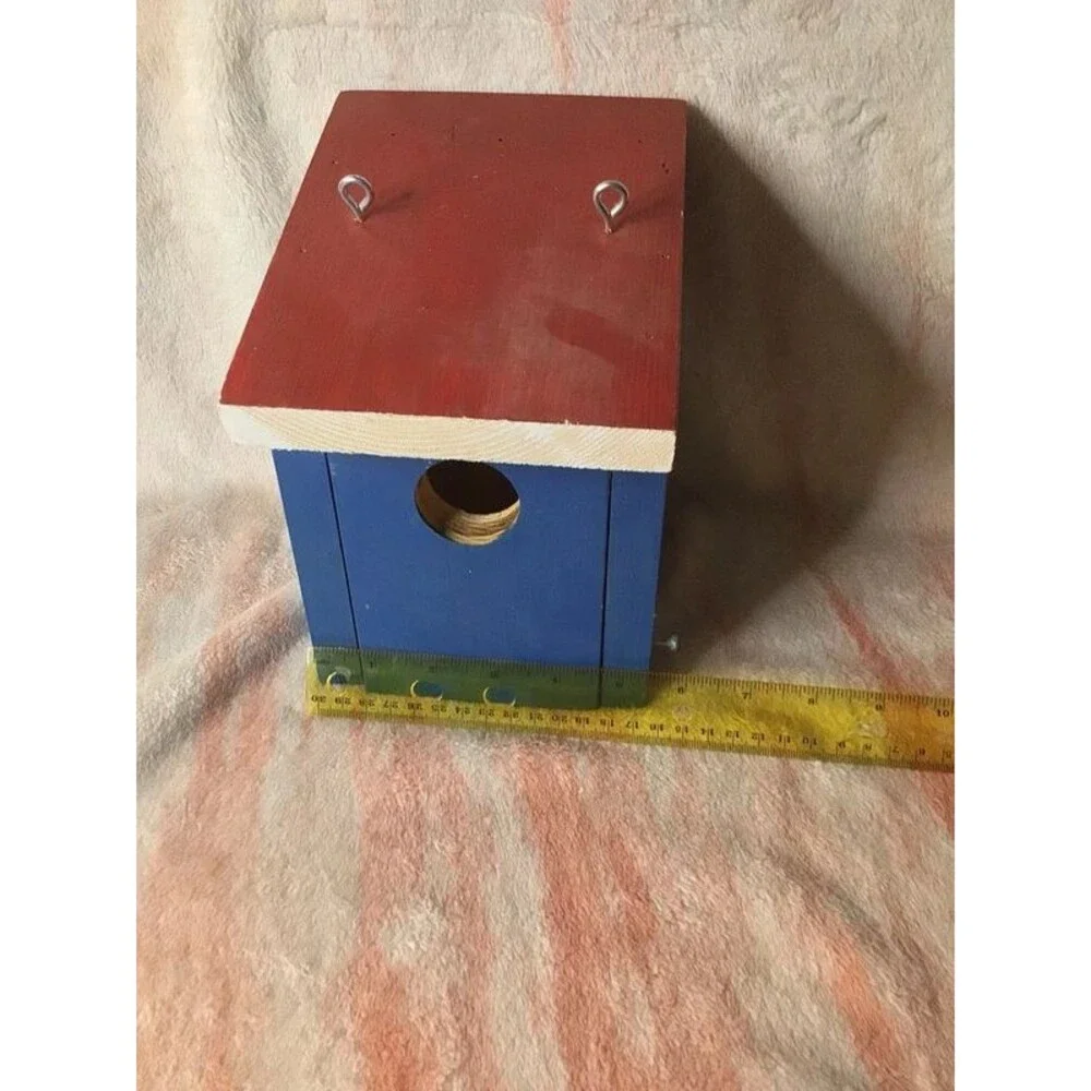 Red White and Blue Homemade Bird House